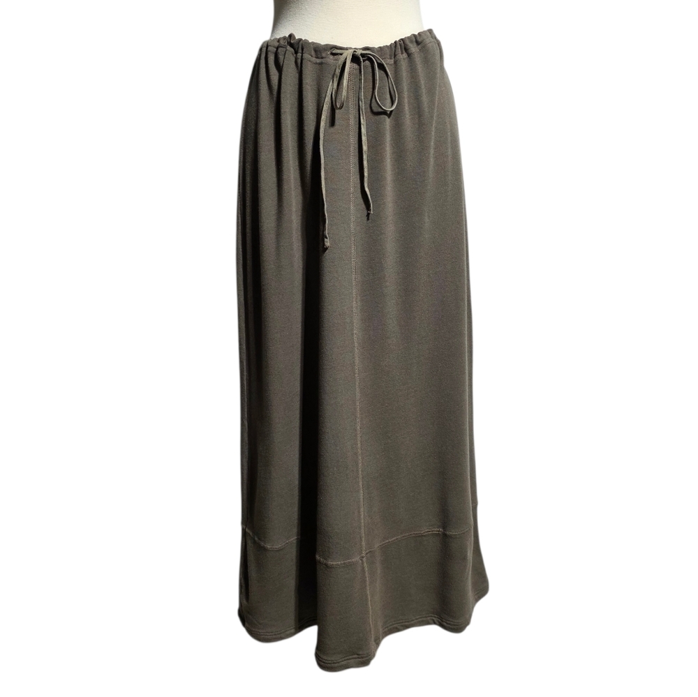 bryn Walker Drawstring Olive Maxi Skirt